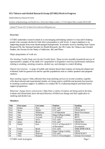 UCL Tobacco and Alcohol Research Group (UTARG) Work in Progress