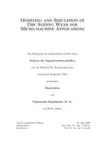 Modeling and Simulation of Dry Sliding Wear for Micro-machine Applications