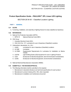 – LED LUMINAIRES PRODUCT SPECIFICATION GUIDE ™ ZPL LINEAR LED SERIES PAULUHN