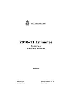 2010–11 Estimates Report on Plans and Priorities Approved
