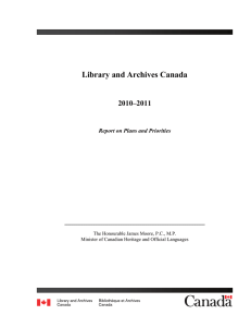 Library and Archives Canada 2010–2011 Report on Plans and Priorities