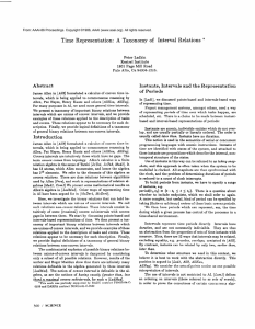 Time  Representation:  A  Taxonomy  of ... Abstract Instants,  Intervals  and  the  Representation