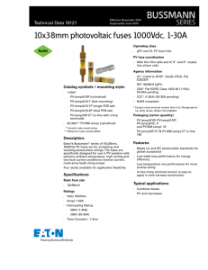 BUSSMANN 10x38mm photovoltaic fuses 1000Vdc, 1-30A