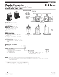 Modular Fuseblocks BH-2 Series for High-Speed Semiconductor Fuses 0-5000 Volts, 400 Amps