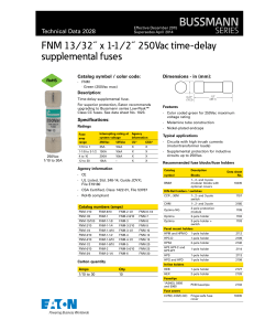 BUSSMANN FNM 13⁄32˝ x 1-1⁄2˝ 250Vac time-delay supplemental fuses Technical Data 2028