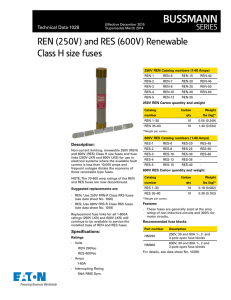 REN (250V) and RES (600V) Renewable Class H size fuses