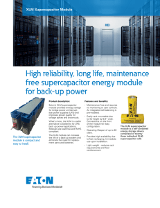 High reliability, long life, maintenance free supercapacitor energy module for back-up power