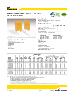 30 Volt DC Radial Leaded, PolyTron™ PTC Devices PolyTron PTR030V Series