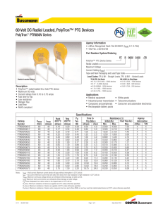 60 Volt DC Radial Leaded, PolyTron™ PTC Devices PolyTron PTR060V Series