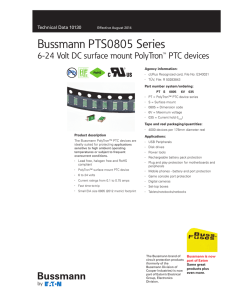 Bussmann PTS0805 Series 6-24 Volt DC surface mount PolyTron™ PTC devices Pb HF