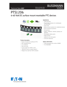 PTS1206 6-60 Volt DC surface mount resettable PTC devices Pb HF