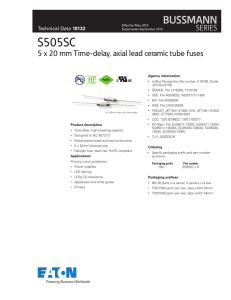 S505SC 5 x 20 mm Time-delay, axial lead ceramic tube fuses Pb HF