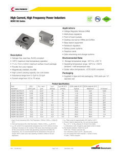 HF Pb High Current, High Frequency Power Inductors HCM1103 Series