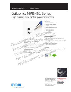 Coiltronics MPI5451 Series High current, low profile power inductors