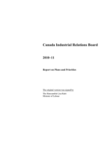 Canada Industrial Relations Board 2010–11 Report on Plans and Priorities
