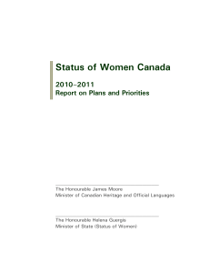 Status of Women Canada  2010–2011 Report on Plans and Priorities