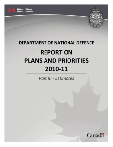 REPORT ON   PLANS AND PRIORITIES  2010‐11   