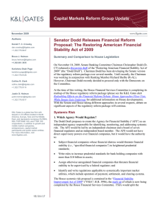 Capital Markets Reform Group Update Senator Dodd Releases Financial Reform