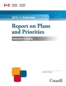 Report on Plans and Priorities 2010–11 Estimates Industry Canada