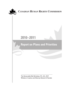 2010–2011 Report on Plans and Priorities C H