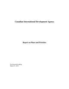 Canadian International Development Agency Report on Plans and Priorities