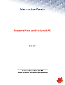 Infrastructure Canada Report on Plans and Priorities (RPP) 2010-2011