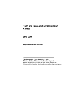 Truth and Reconciliation Commission Canada 2010–2011 Report on Plans and Priorities