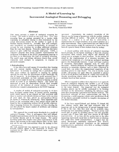 A  Model  of  Learning  by Incrernenfal Analogical Reasoning
