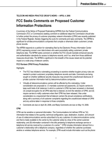 FCC Seeks Comments on Proposed Customer Information Protections