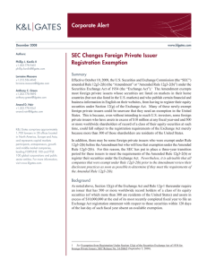 Corporate Alert SEC Changes Foreign Private Issuer Registration Exemption Summary