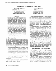 Mechanisms for  Reasoning  about  Sets mpwQZermatt.LCS.MIT.EDU