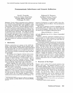 Nonmonotonic Inheritance and  Generic  Reflexives David  S.  Touretzky