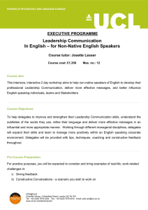 Leadership Communication – for Non-Native English Speakers In English EXECUTIVE PROGRAMME