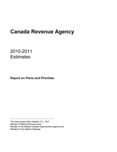 Canada Revenue Agency 2010-2011 Estimates Report on Plans and Priorities