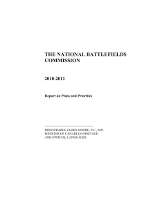 THE NATIONAL BATTLEFIELDS COMMISSION 2010-2011 Report on Plans and Priorities