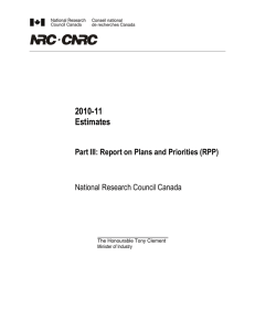 2010-11 Estimates Part III: Report on Plans and Priorities (RPP)