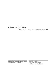 Privy Council Office Report on Plans and Priorities 2010-11