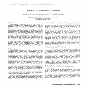 Complexity  in  Classificatory  Reasoning Abstract