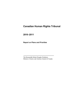 Canadian Human Rights Tribunal 2010–2011 Report on Plans and Priorities