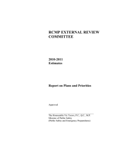 RCMP EXTERNAL REVIEW COMMITTEE 2010-2011 Estimates