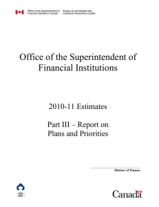 Office of the Superintendent of Financial Institutions 2010-11 Estimates