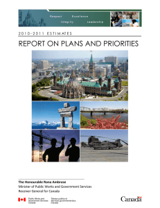 REPORT ON PLANS AND PRIORITIES