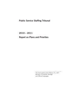 Public Service Staffing Tribunal 2010 – 2011 Report on Plans and Priorities