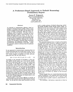 A  Preference-Based  Approach  to  Default ... Preliminary  Report James  P.  Delgrande