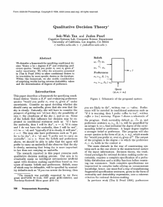 Qualitative Decision  Theory* Sek-Wah  Tan