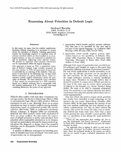 Reasoning  About  Priorities  in  Default ... Gerhard  Brewka