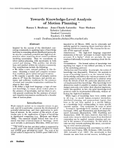 Towards owledge-Level  Analysis otion  Plannin 0