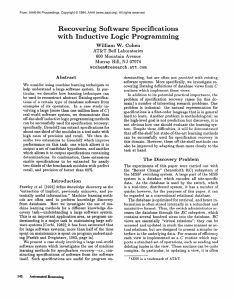 Recovering  Software  Specifications William  W.  Cohen Abstract