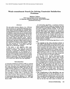 Weak-commitment Search  for  Solving  Constraint  Satisfaction Problems