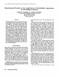 Experiment  al  Results  on  the ... to  Scheduling  Problems*